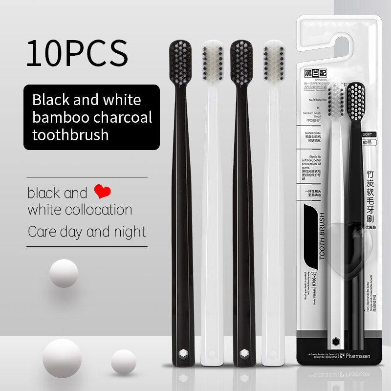 Bamboo Toothbrush Set - 10 Stück weiche Zahnbürste Männer Frauen