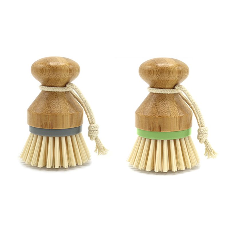 Dish Brush Bamboo - AC76-2 Pack Küchenreinigungsbürste, abnehmbare Bambus-Geschirrbürste zum
