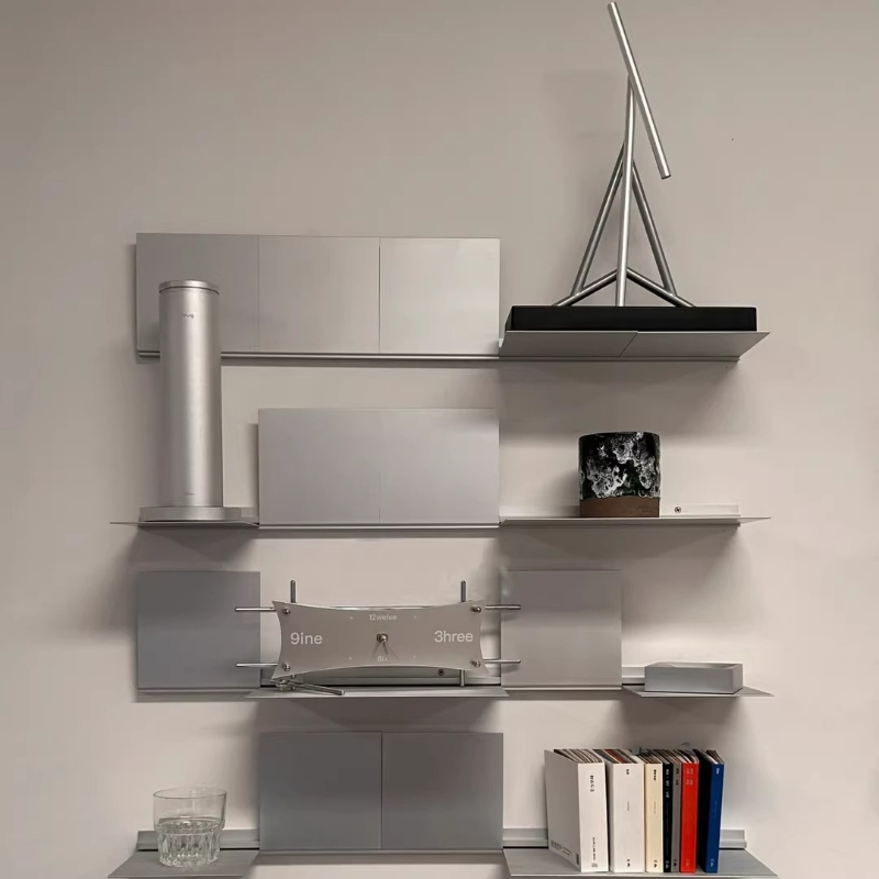 Sustainable Living Eco Friendly - Wandmontiertes Aluminium-Klappregal Bauhaus Schwebendes Ausstellungsregal für