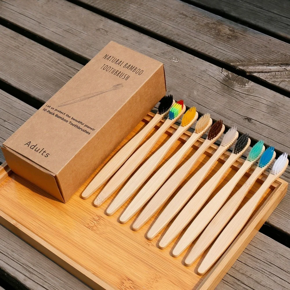 Bamboo Toothbrush Set - 10PCS Bunte Zahnbürste Natürliche Bambus Zahnbürste